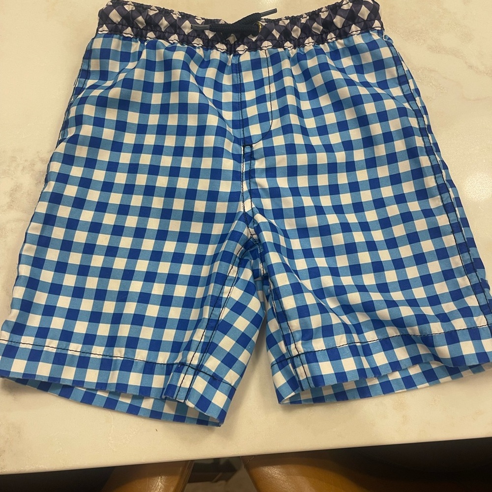 Blue Gingham boys Swim Shorts by Draper James